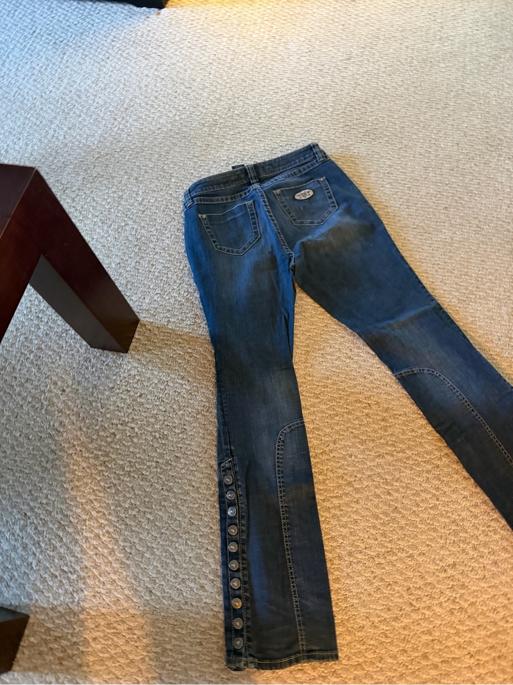 Harley-Davidson Dark Blue Flare Jeans with Button Trim